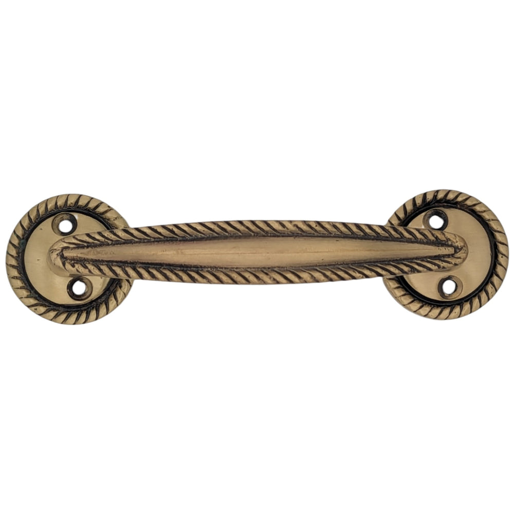 ##Antique Hardware## 5 Inch Overall (3.75 c-c) Georgian Rope Style Solid Brass Pull (Several Finishes Available)