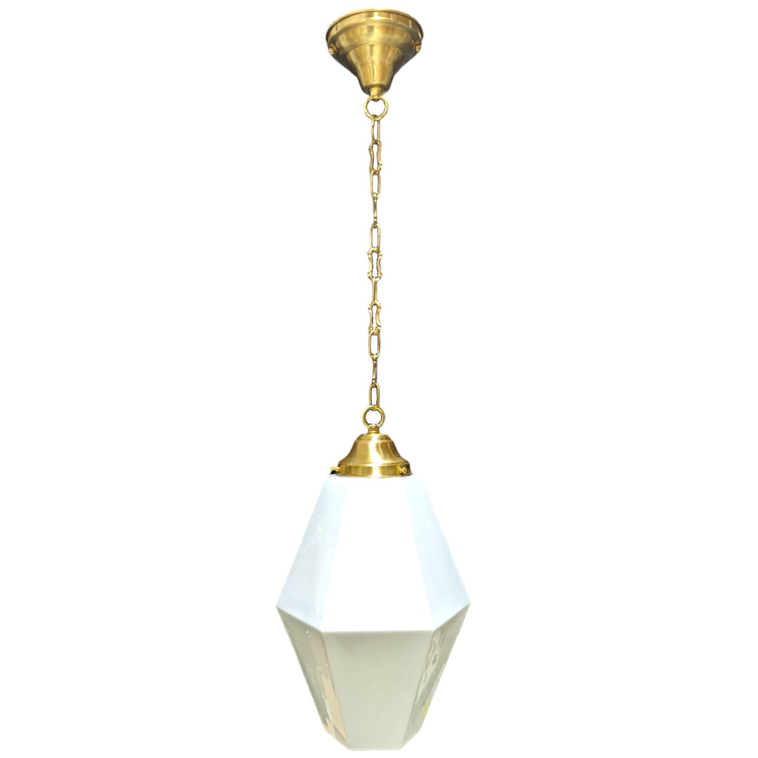 ##Antique Hardware## 38 1/2 Inch Manhattan Skyscraper Prism Style Chain Light (Satin Brass Finish)