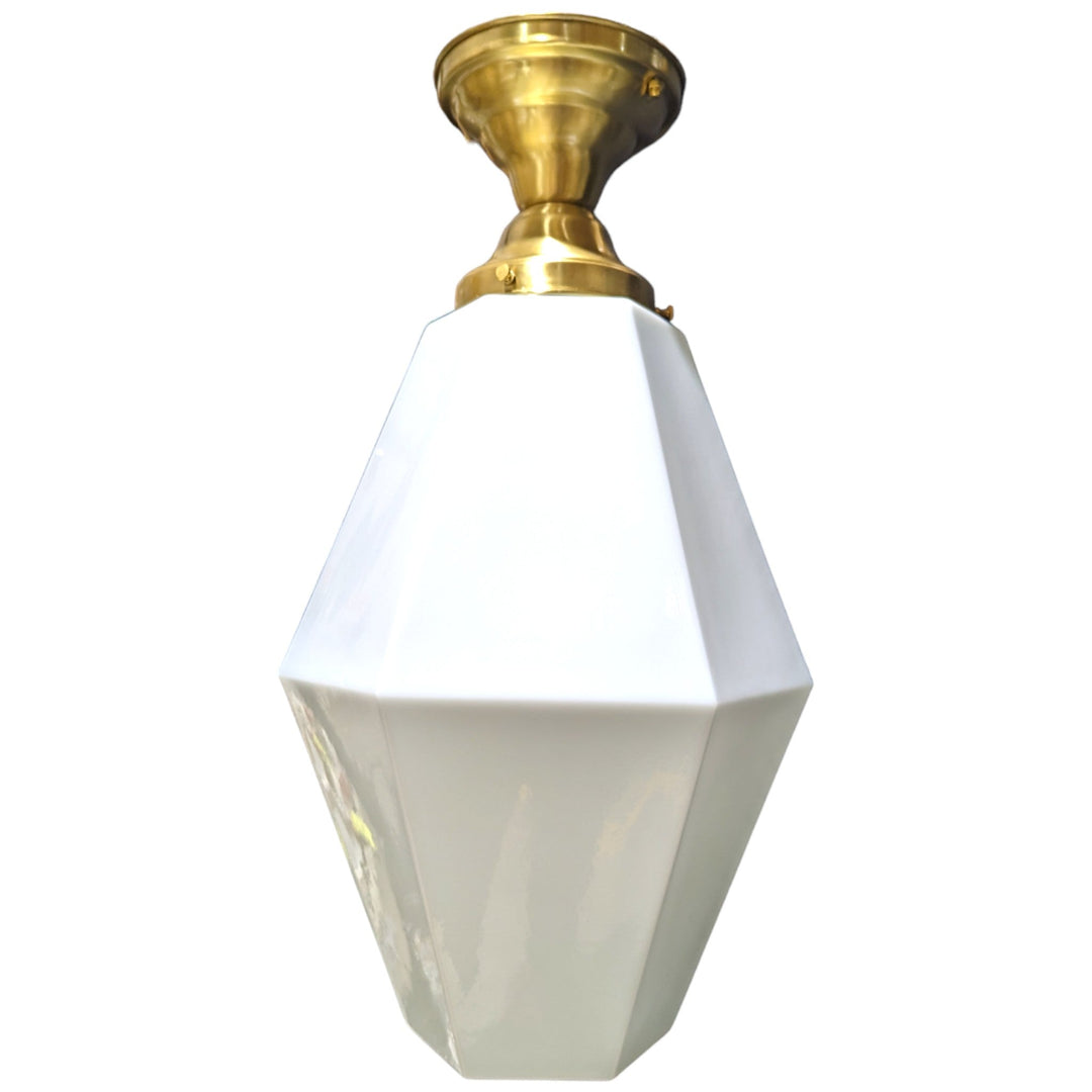 ##Antique Hardware## 20 Inch Manhattan Skyscraper Prism Style Semi-Flush Mount Light (Satin Brass Finish)