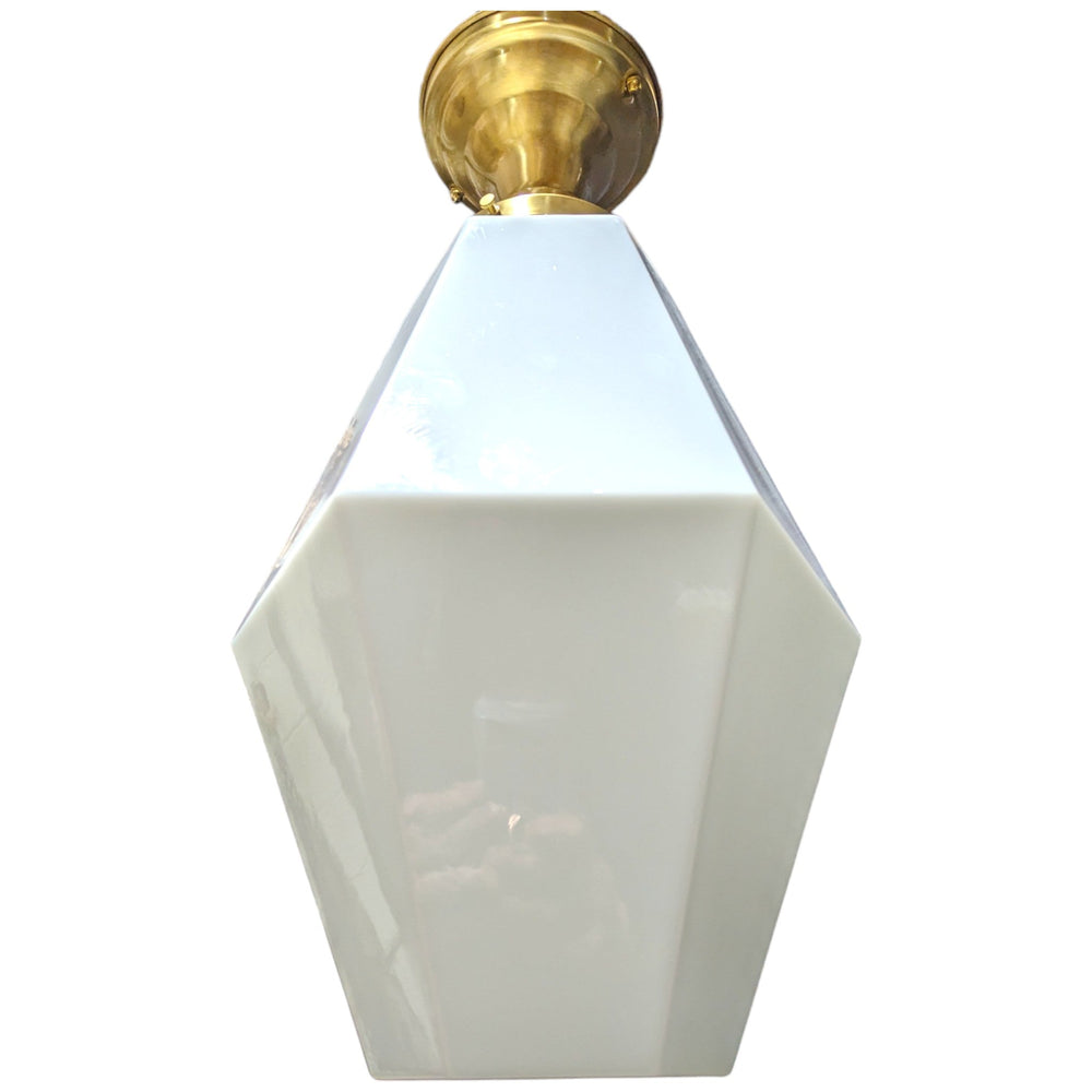 ##Antique Hardware## 20 Inch Manhattan Skyscraper Prism Style Semi-Flush Mount Light (Satin Brass Finish)