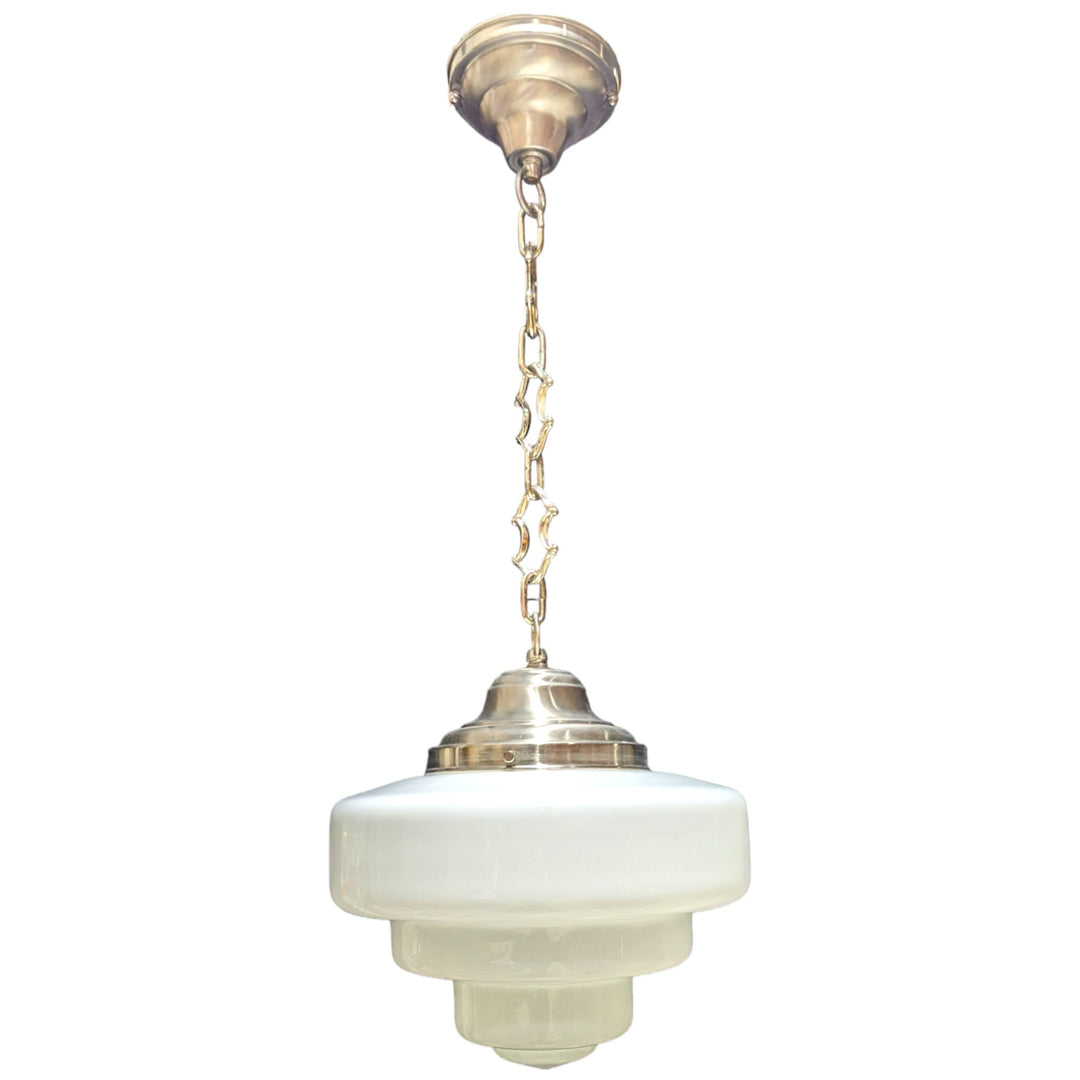 ##Antique Hardware## 28 1/2 Inch Manhattan Skyscraper Nouveau Style Chain Light (Brushed Nickel Finish)