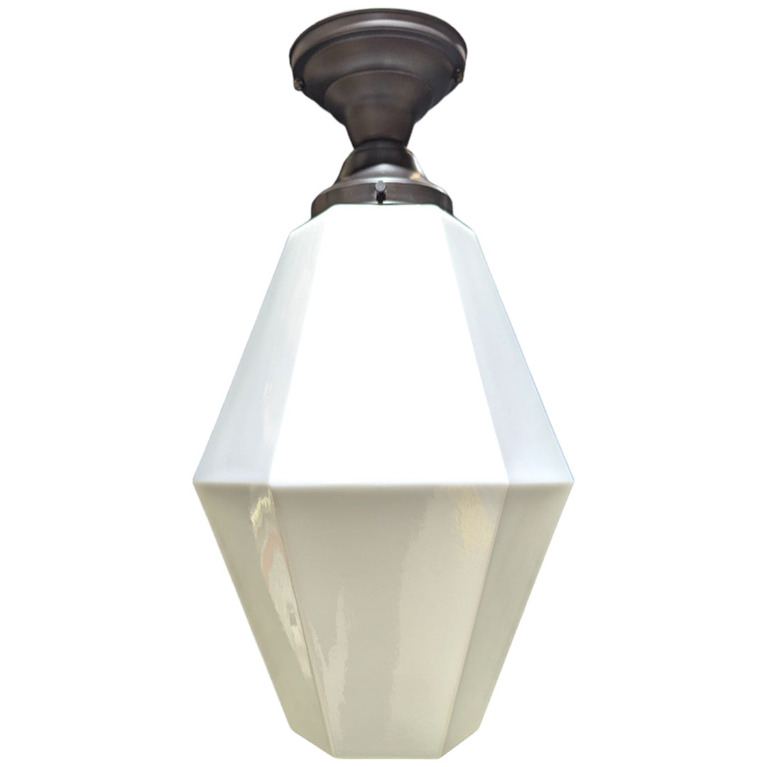 ##Antique Hardware## 20 Inch Manhattan Skyscraper Prism Style Semi-Flush Mount Light (Oil Rubbed Bronze Finish)