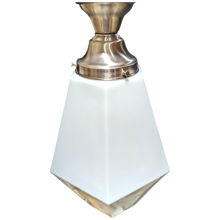 ##Antique Hardware## 20 Inch Manhattan Skyscraper Prism Style Semi-Flush Mount Light (Brushed Nickel Finish)