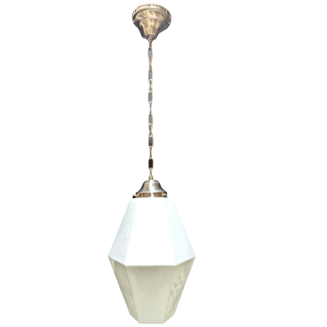 ##Antique Hardware## 38 1/2 Inch Manhattan Skyscraper Prism Style Chain Light (Brushed Nickel Finish)