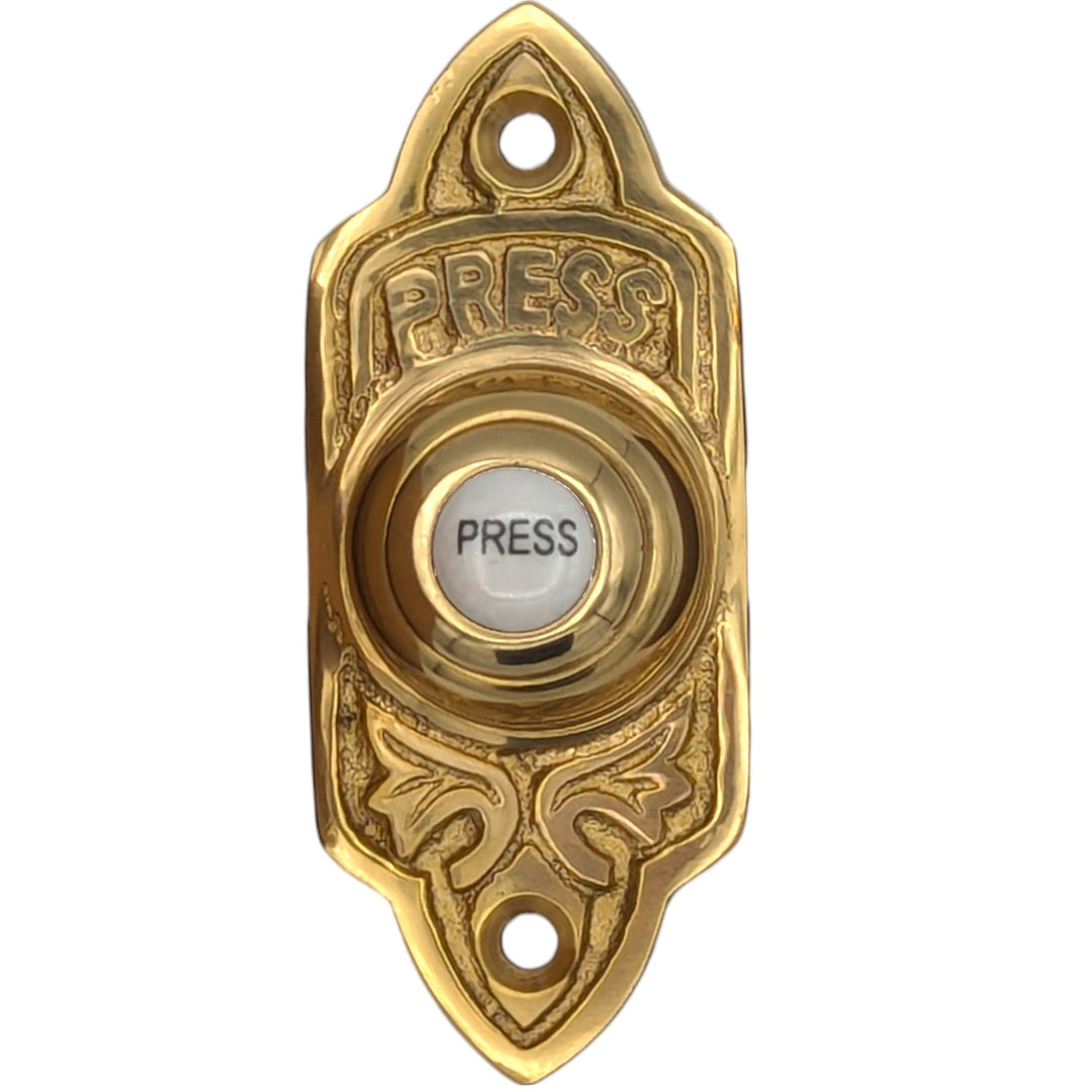 ##Antique Hardware## 3 Inch Solid Brass Decorative Porcelain "Press" Doorbell Button (Several Finishes Available)