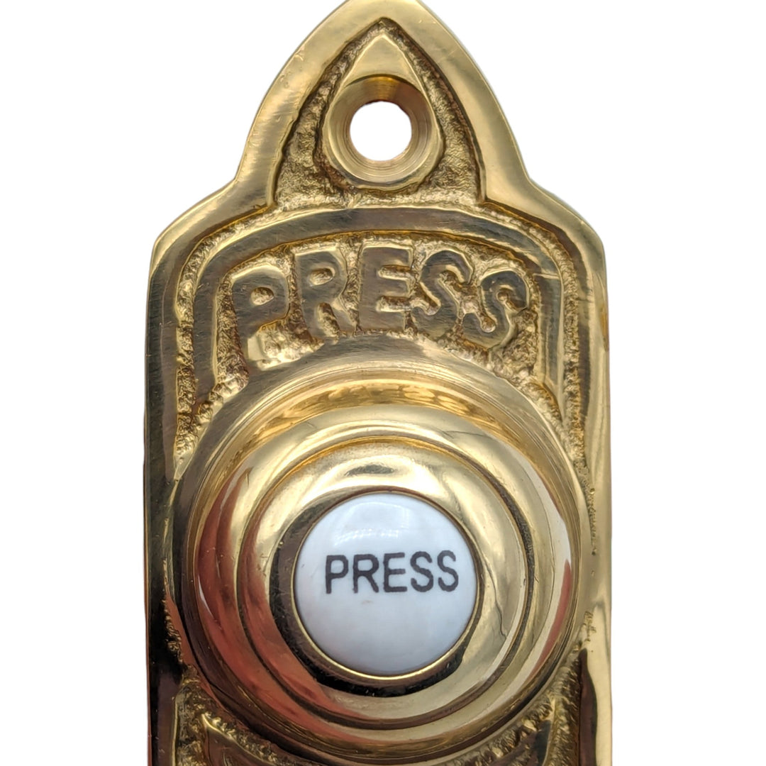 ##Antique Hardware## 3 Inch Solid Brass Decorative Porcelain "Press" Doorbell Button (Several Finishes Available)