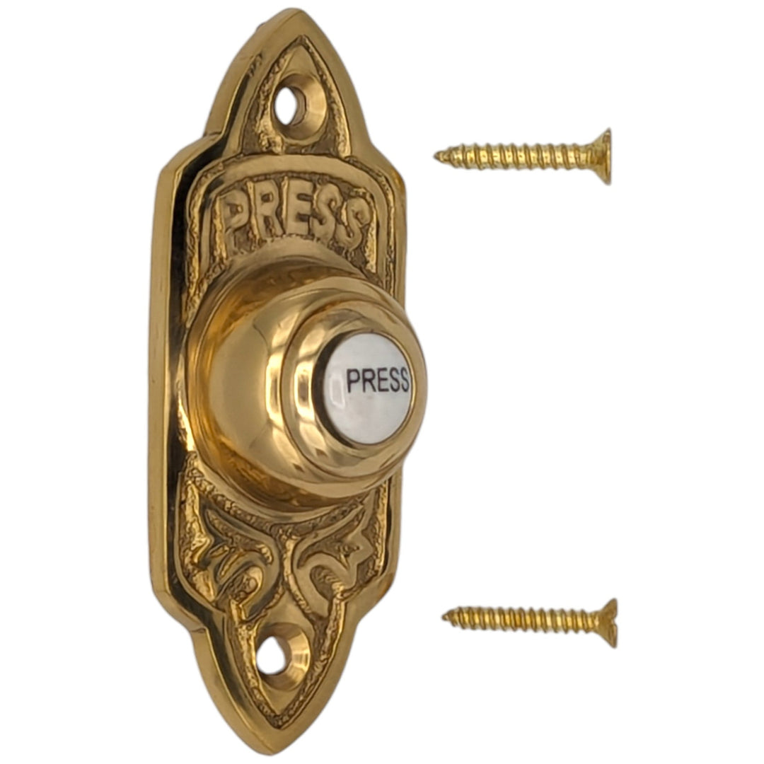 ##Antique Hardware## 3 Inch Solid Brass Decorative Porcelain "Press" Doorbell Button (Several Finishes Available)