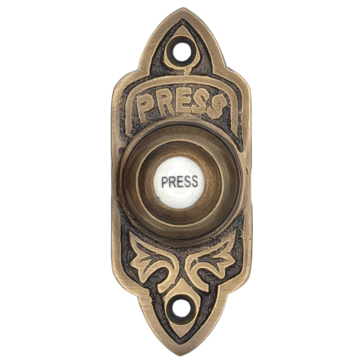 ##Antique Hardware## 3 Inch Solid Brass Decorative Porcelain "Press" Doorbell Button (Several Finishes Available)