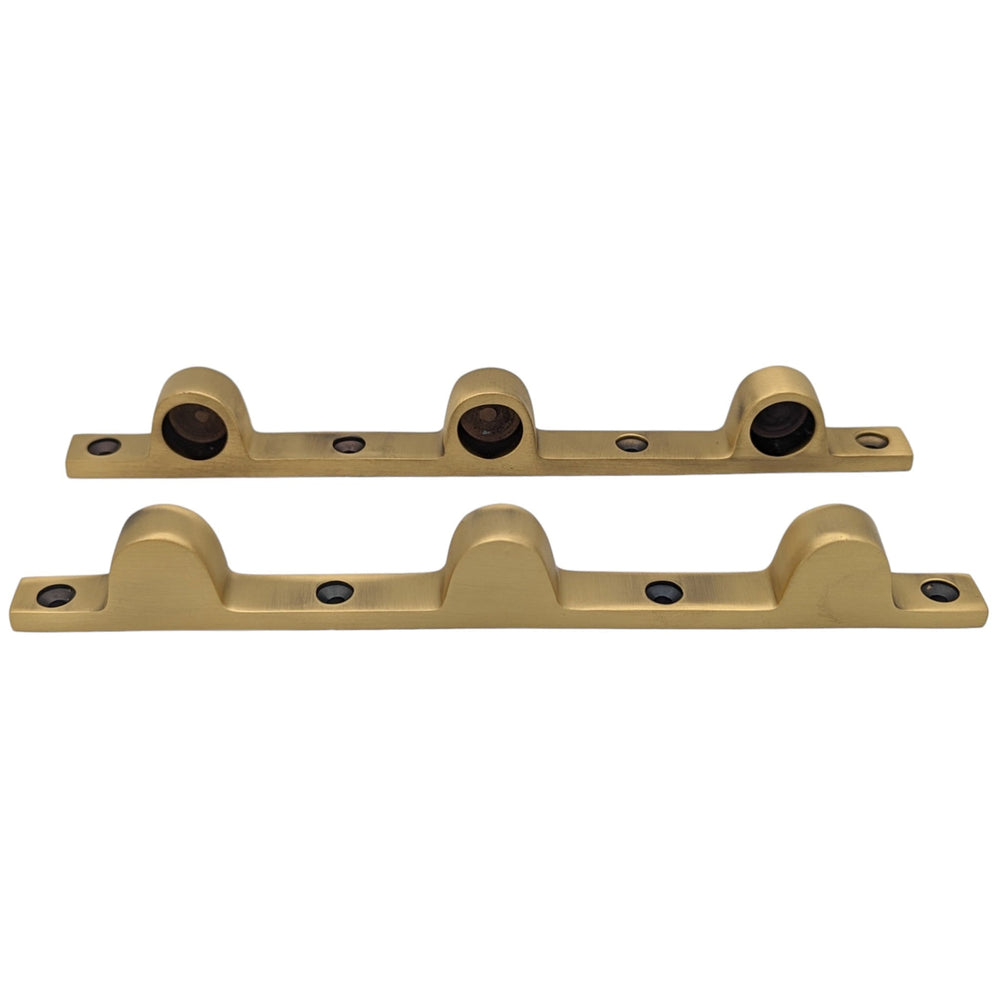 ##Antique Hardware## Pair Solid Brass Security Triple Push Bar Bracket Ends