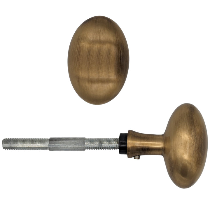 ##Antique Hardware## Solid Brass Egg Door Knobs Spare Set with Spindle (Several Finishes Available)