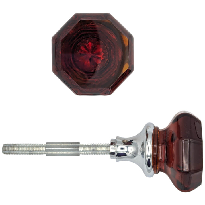 ##Antique Hardware## Amber Octagon Crystal Spare Door Knob Set (Several Finishes Available)