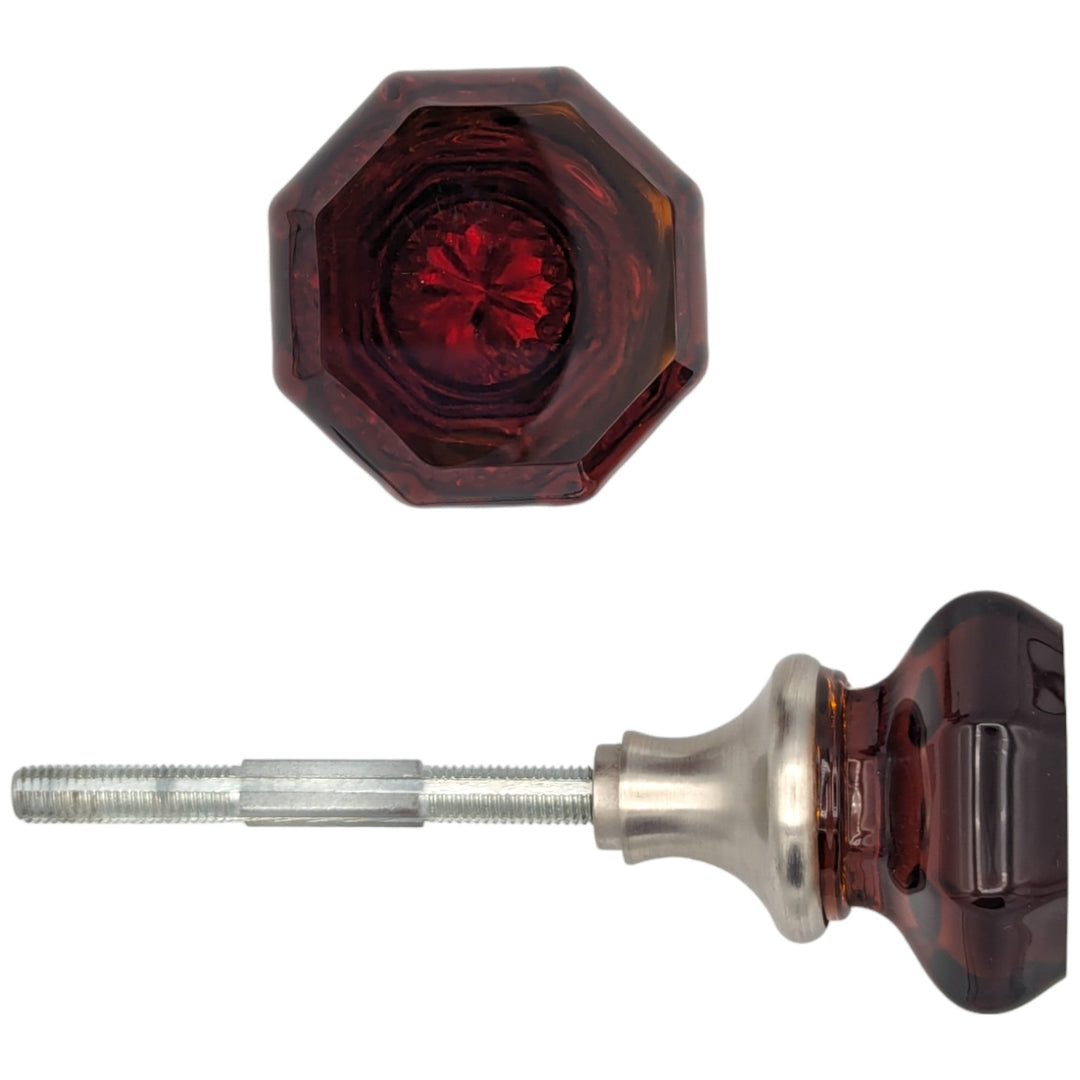 ##Antique Hardware## Amber Octagon Crystal Spare Door Knob Set (Several Finishes Available)