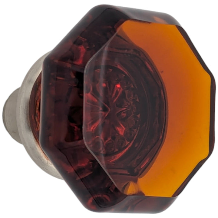 ##Antique Hardware## Amber Octagon Crystal Spare Door Knob Set (Several Finishes Available)