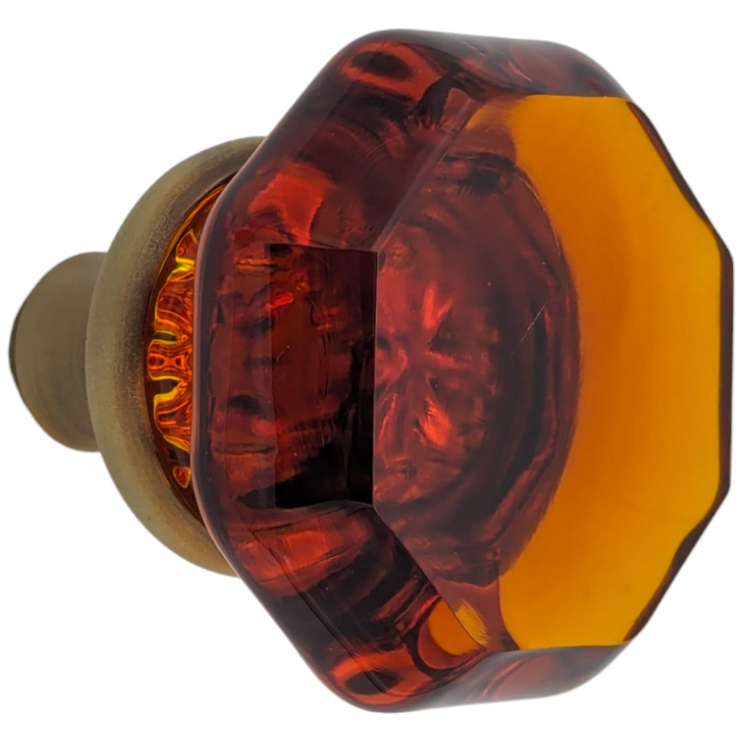 ##Antique Hardware## Amber Octagon Crystal Spare Door Knob Set (Several Finishes Available)