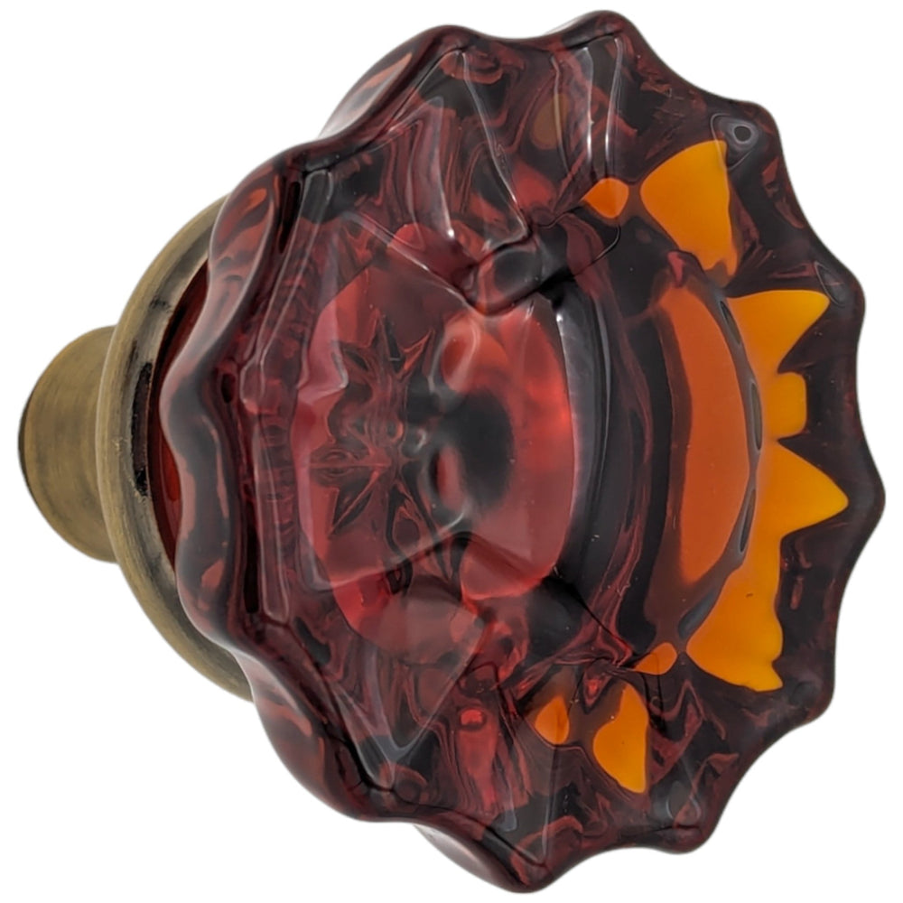 ##Antique Hardware## Amber Fluted Crystal Spare Door Knob Set (Several Finishes Available)