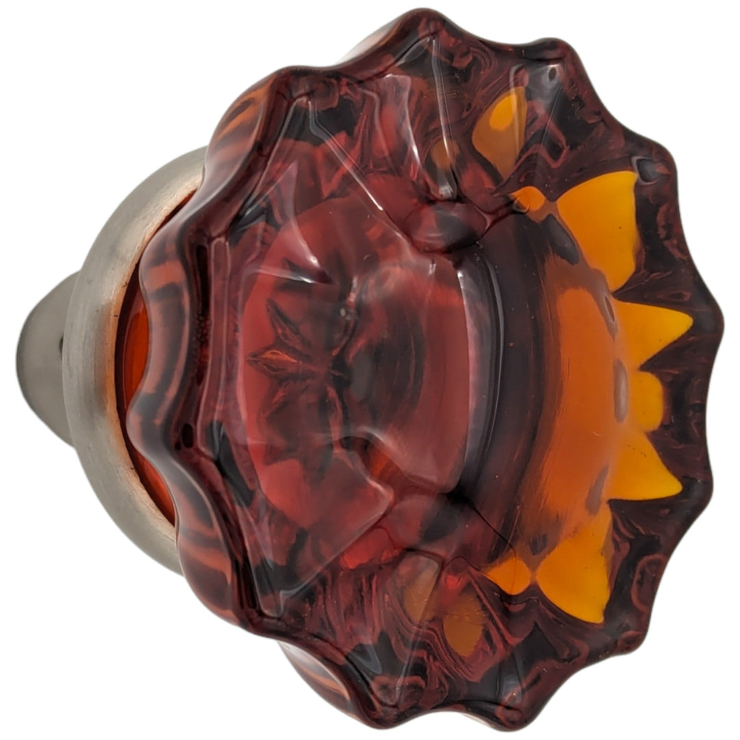 ##Antique Hardware## Amber Fluted Crystal Spare Door Knob Set (Several Finishes Available)