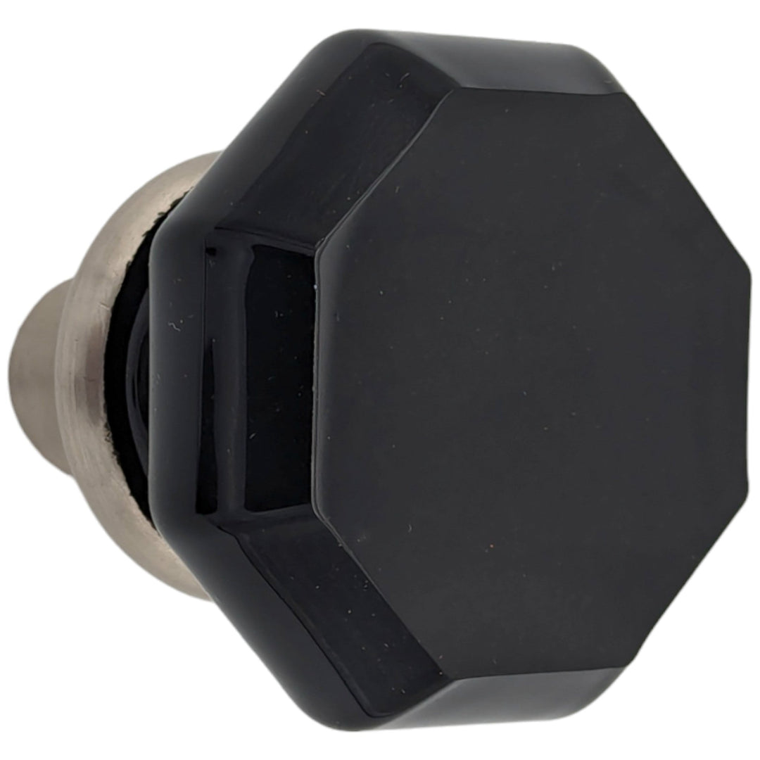 ##Antique Hardware## Octagon Black Glass Spare Door Knob Set (Several Finishes Available)