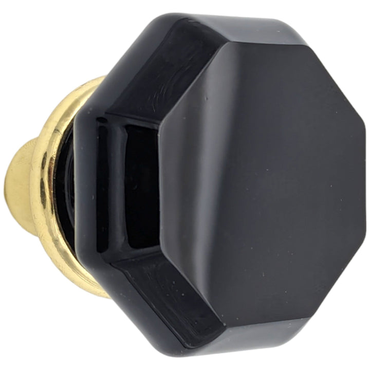 ##Antique Hardware## Octagon Black Glass Spare Door Knob Set (Several Finishes Available)