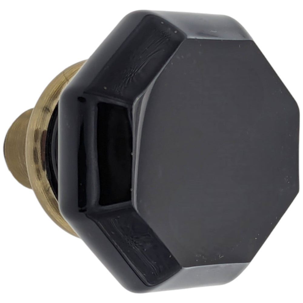 ##Antique Hardware## Octagon Black Glass Spare Door Knob Set (Several Finishes Available)