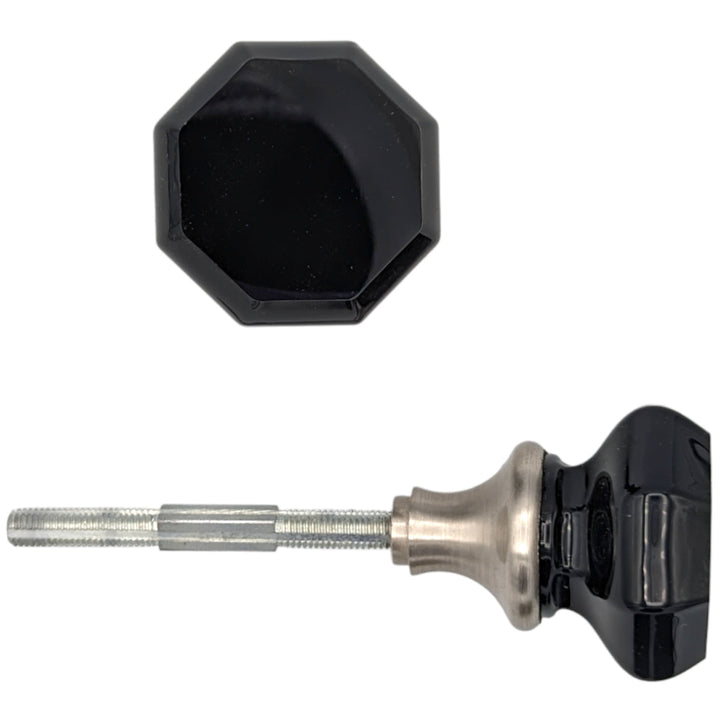 ##Antique Hardware## Octagon Black Glass Spare Door Knob Set (Several Finishes Available)