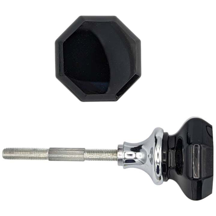 ##Antique Hardware## Octagon Black Glass Spare Door Knob Set (Several Finishes Available)