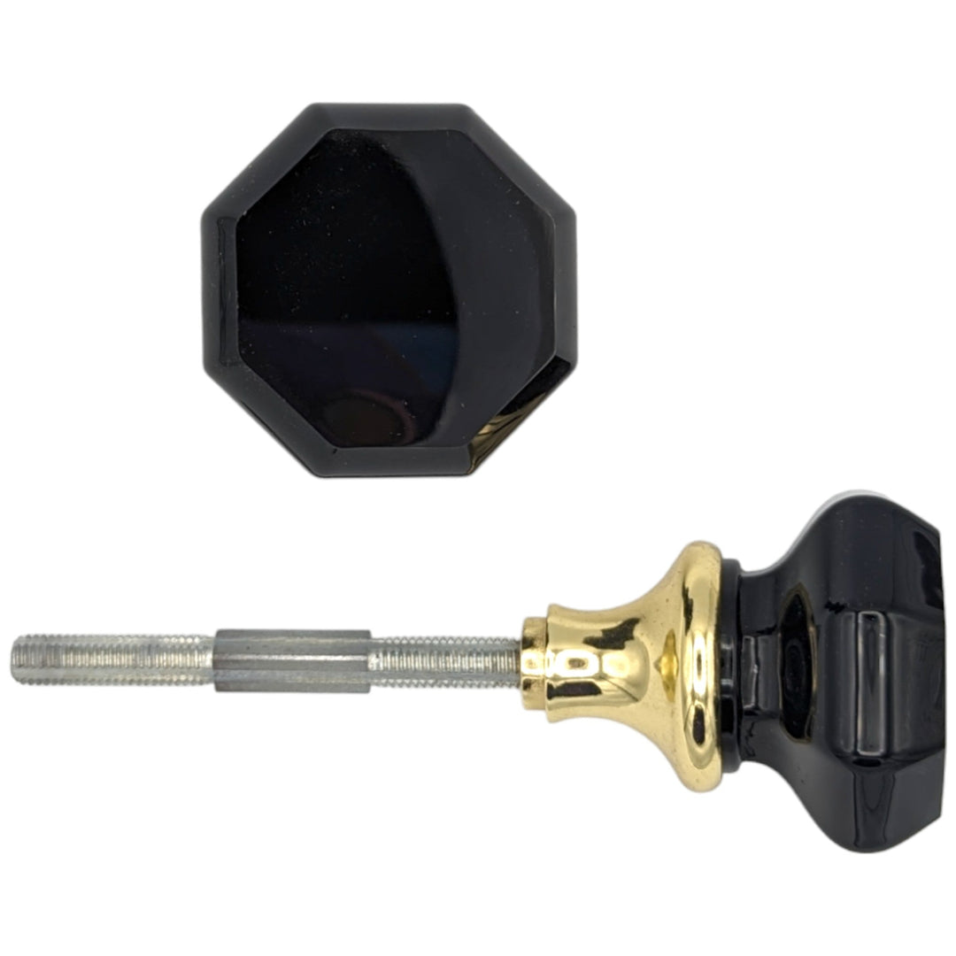 ##Antique Hardware## Octagon Black Glass Spare Door Knob Set (Several Finishes Available)