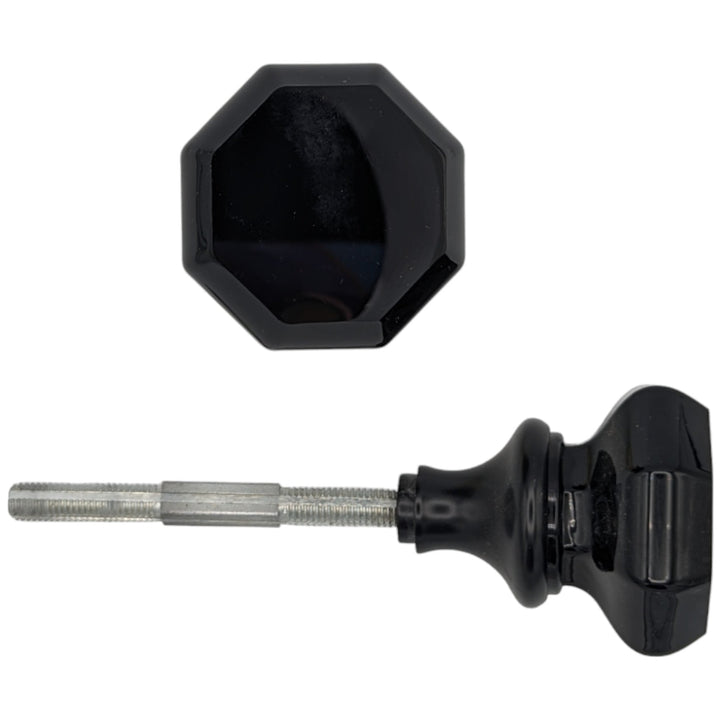 ##Antique Hardware## Octagon Black Glass Spare Door Knob Set (Several Finishes Available)