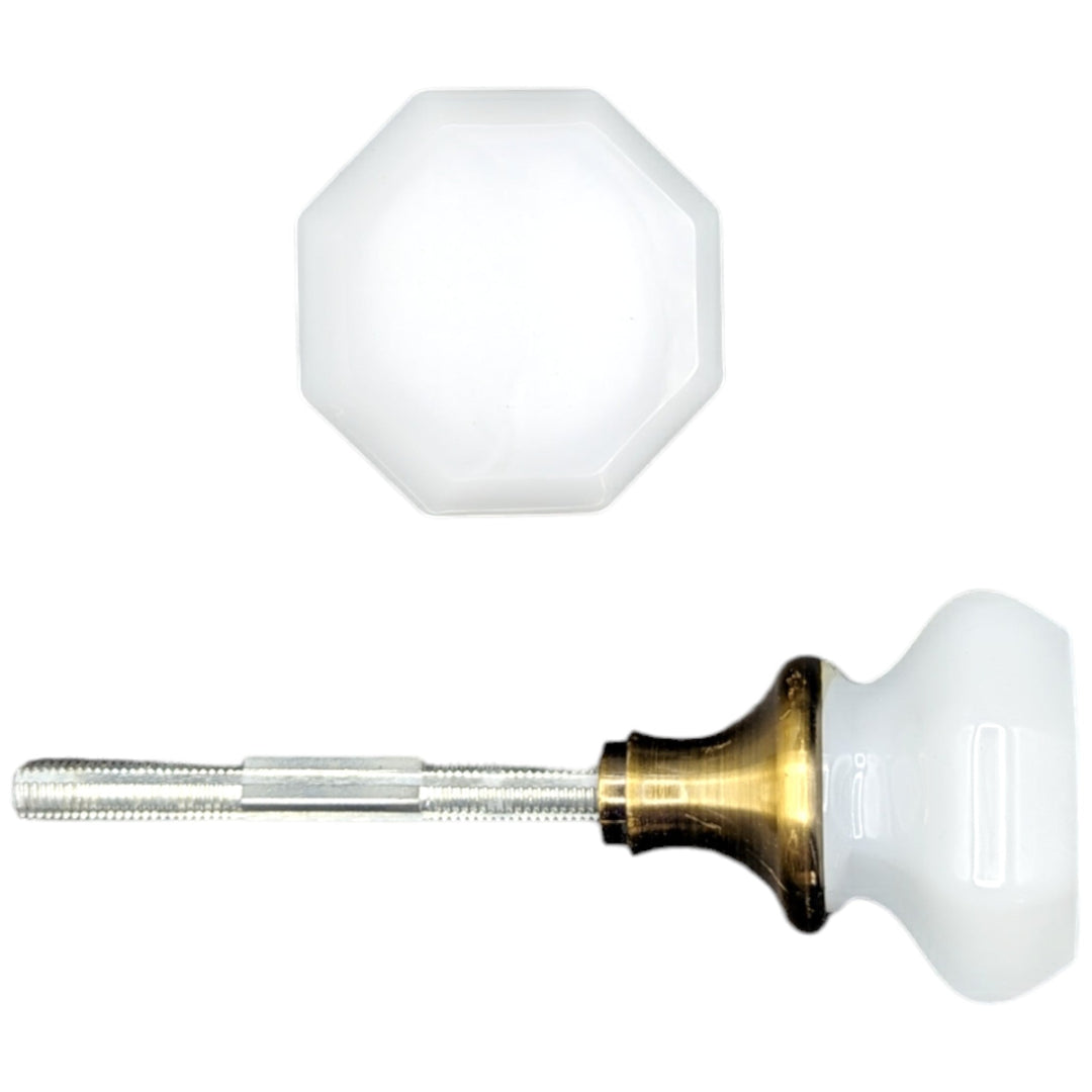 ##Antique Hardware## Octagon Milk Glass Spare Door Knob Set (Several Finishes Available)