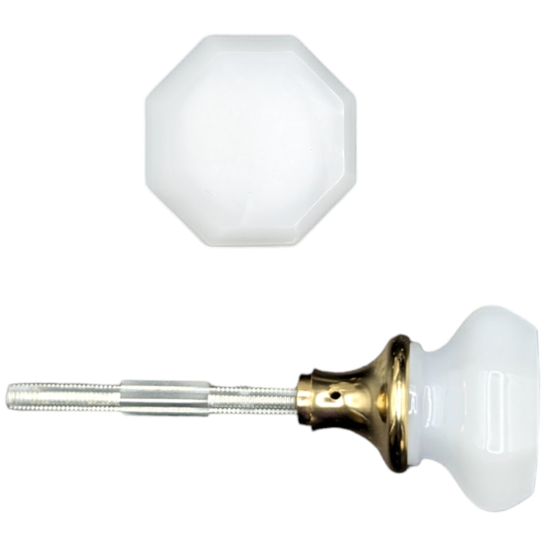 ##Antique Hardware## Octagon Milk Glass Spare Door Knob Set (Several Finishes Available)