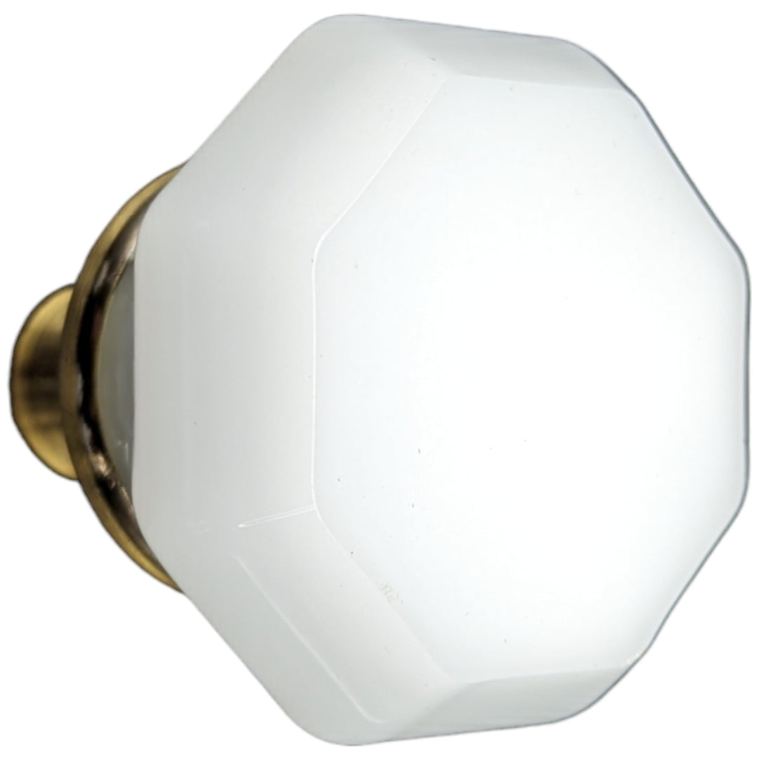 ##Antique Hardware## Octagon Milk Glass Spare Door Knob Set (Several Finishes Available)