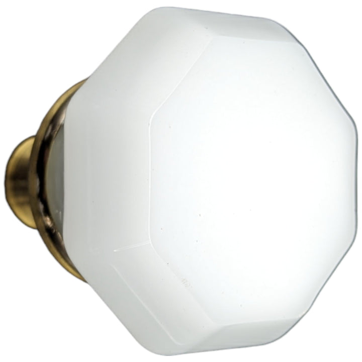 ##Antique Hardware## Octagon Milk Glass Spare Door Knob Set (Several Finishes Available)