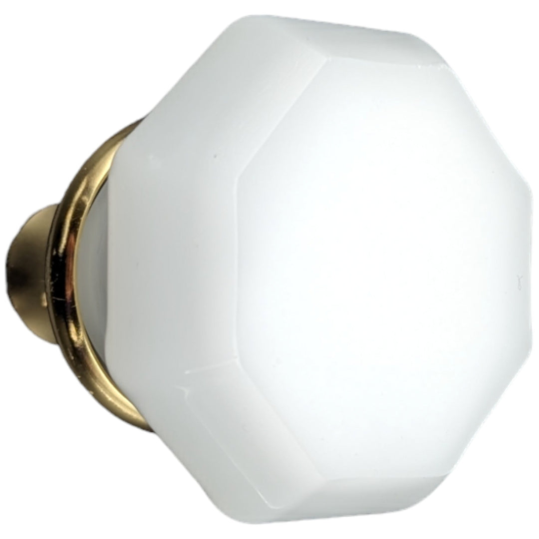 ##Antique Hardware## Octagon Milk Glass Spare Door Knob Set (Several Finishes Available)