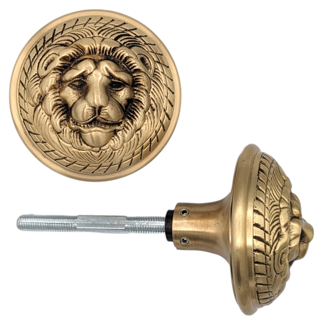 ##Antique Hardware## Lion Solid Brass Spare Door Knob Set (Several Finishes Available)