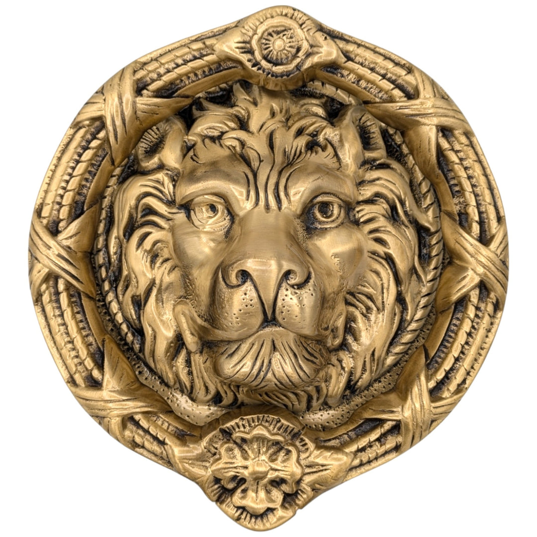 Ribbon & Reed 8 3/4 Inch Brass Lion Door Knocker (Several Finishes Available) COPPER MOUNTAIN HARDWARE