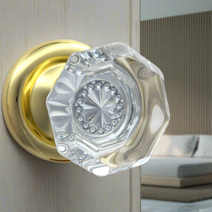 ##Antique Hardware## Magnifique™ Classic Door Set with Crystal Octagon Knobs (Several Finishes Available)