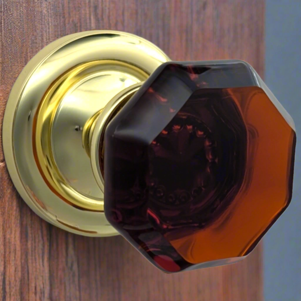 Magnifique™ Classic Door Set with Amber Glass Knobs (Several Finishes Available)