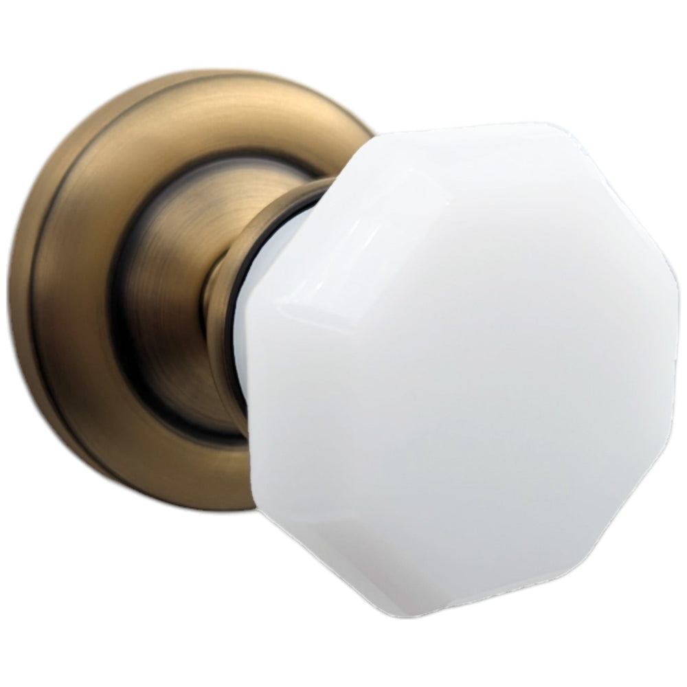 ##Antique Hardware## Magnifique Classic Door Set with Black Glass Octagon Knobs (Several Finishes Available)