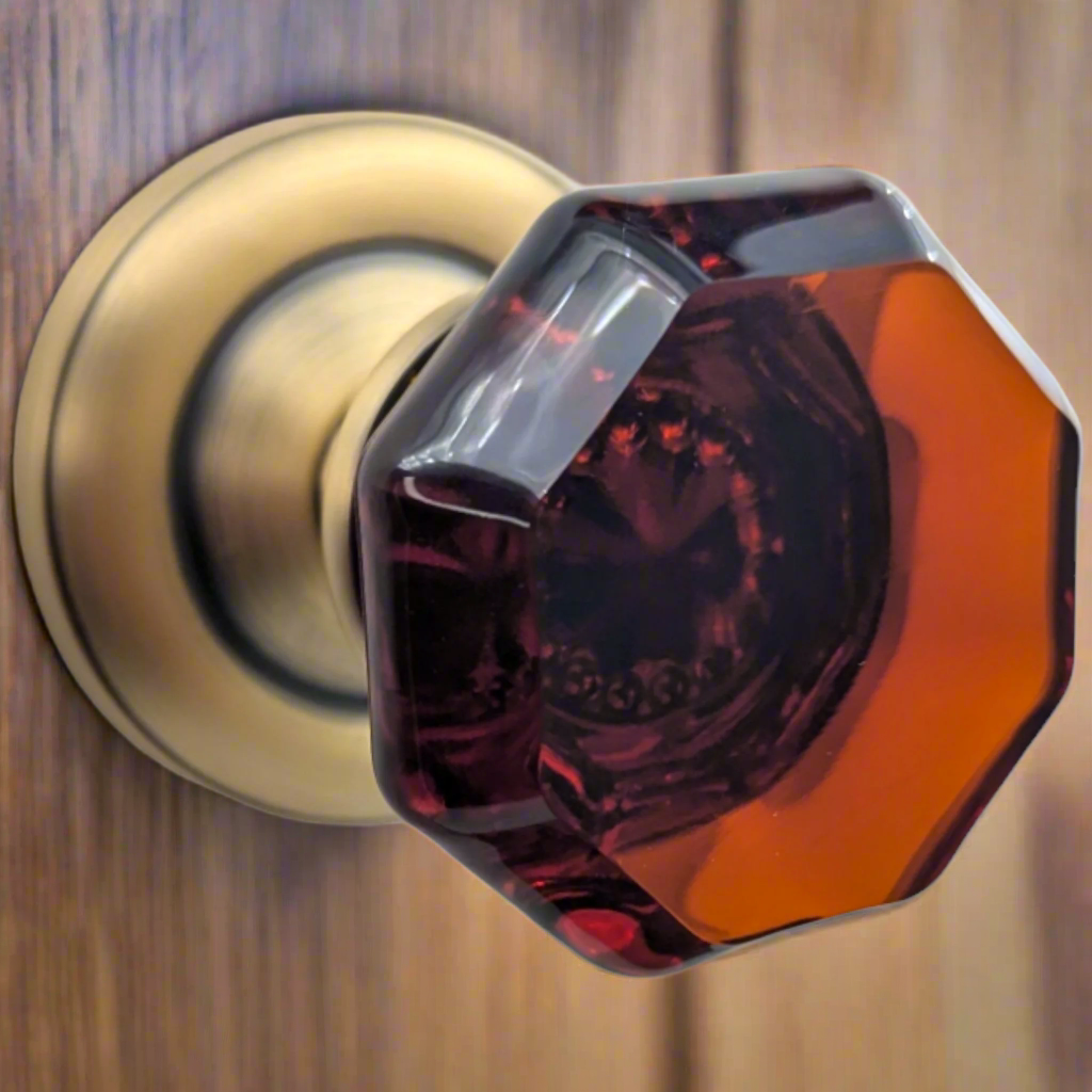 Magnifique™ Classic Door Set with Amber Glass Knobs (Several Finishes Available)