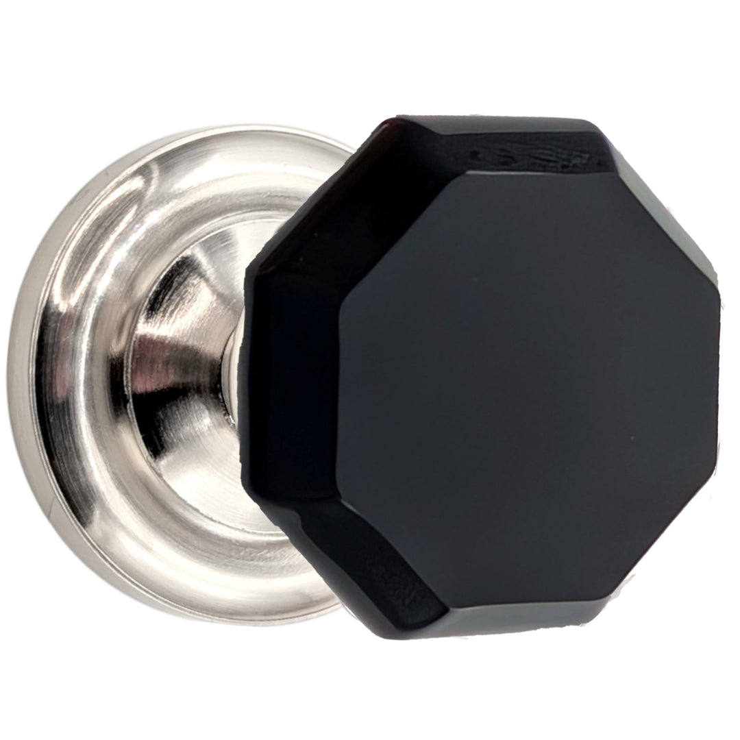 Magnifique™ Classic Door Set with Black Glass Octagon Knobs (Several Finishes Available)