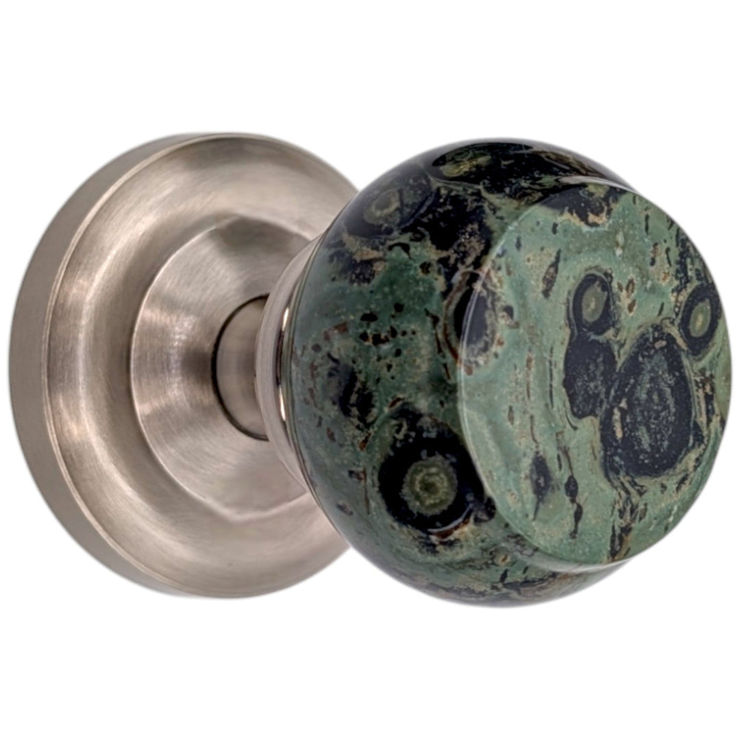 Magnifique™ Classic Door Set with Crocodile Jasper Knobs (Several Finishes Available)
