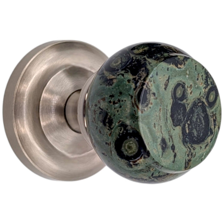 Magnifique™ Classic Door Set with Crocodile Jasper Knobs (Several Finishes Available)