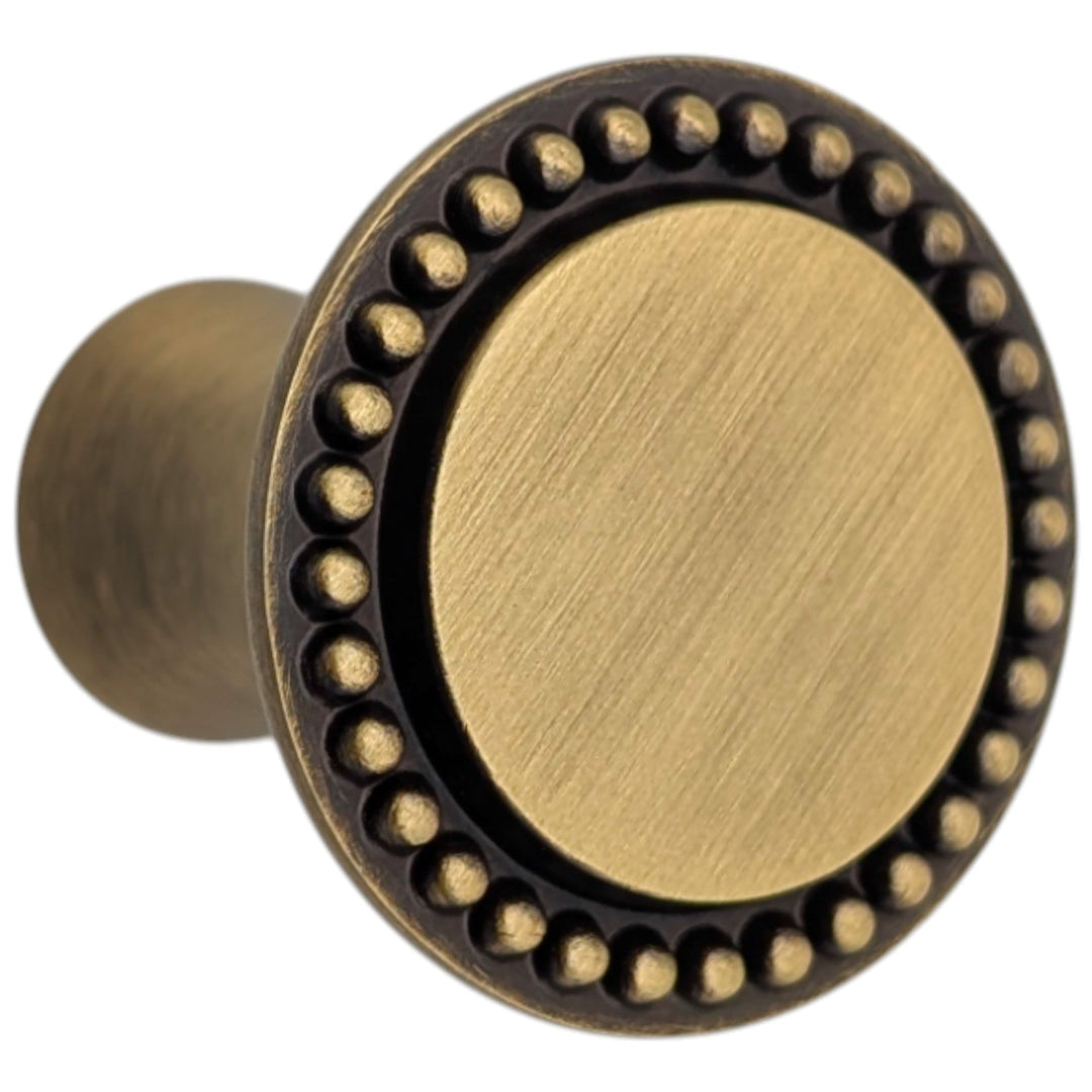 ##Antique Hardware## 1 1/4 inch Beaded Signature Cabinet Knob (Several Finishes Available)