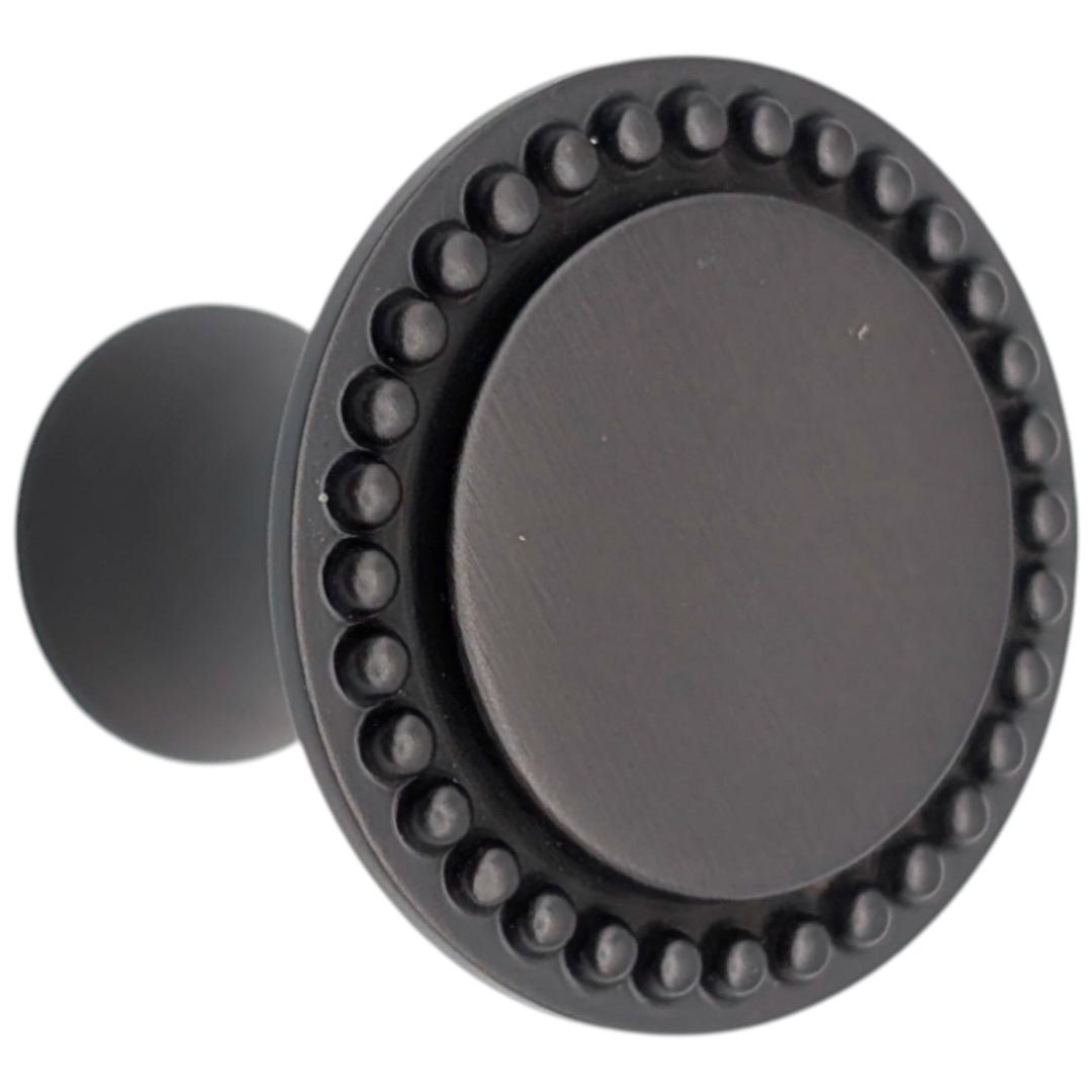 ##Antique Hardware## 1 1/4 inch Beaded Signature Cabinet Knob (Several Finishes Available)