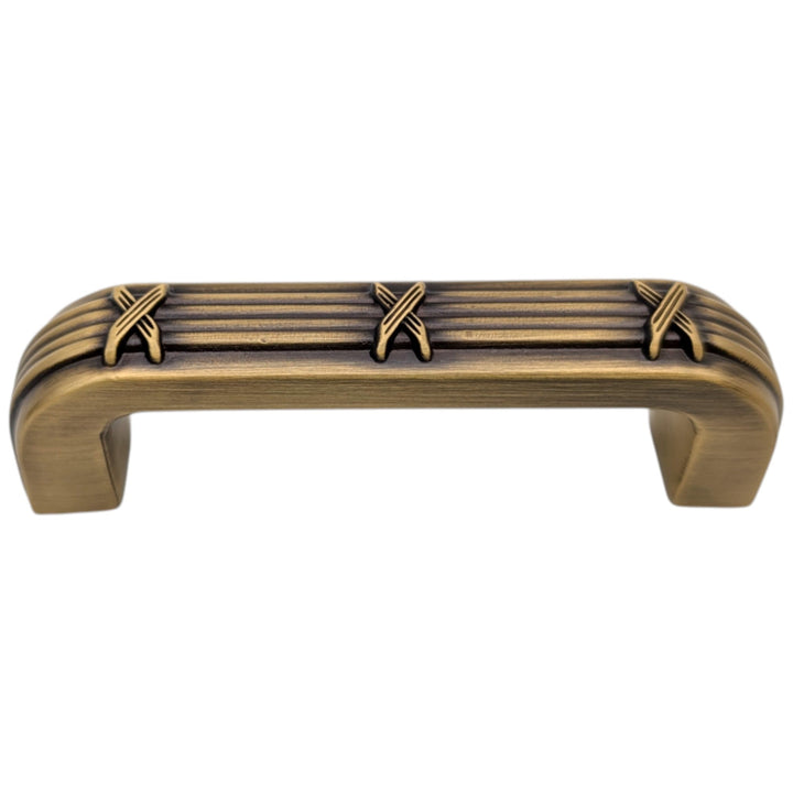 ##Antique Hardware## 3 1/2 inch Overall (3 inch C-C) Ribbon & Reed Trellis Cabinet Pull (Several Finishes Available)