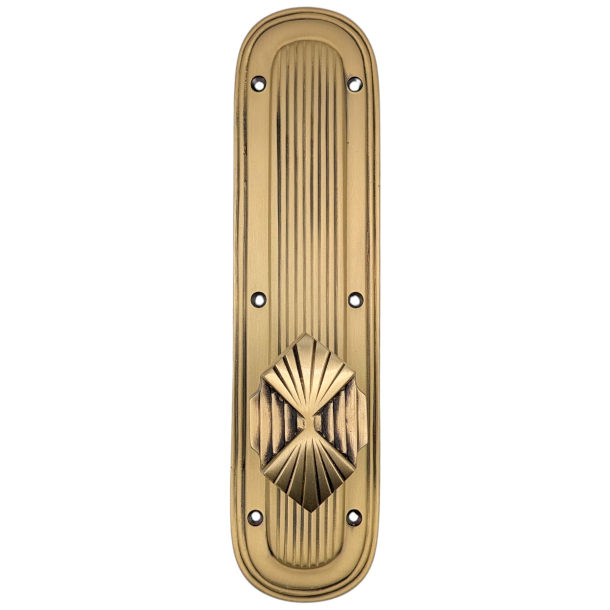 Art Deco Lined Backplate Door Set with Art Deco Fanfare Door Knobs