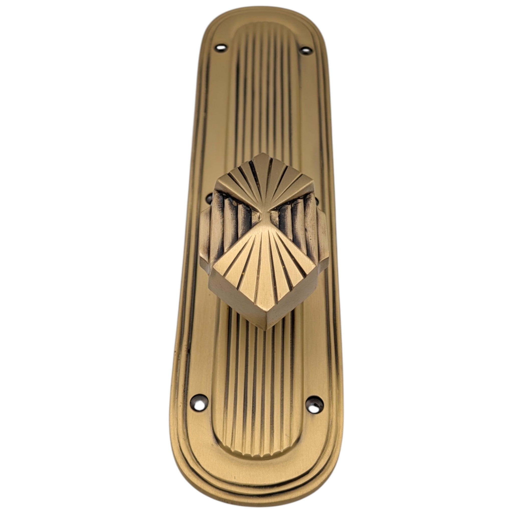 Art Deco Lined Backplate Door Set with Art Deco Fanfare Door Knobs