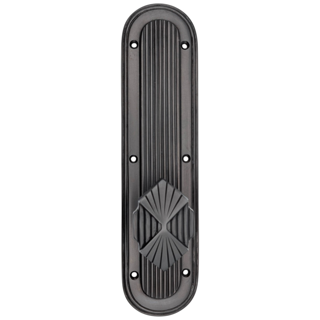 ##Antique Hardware## Art Deco Lined Backplate Door Set with Art Deco Fanfare Door Knobs (Several Finishes Available)