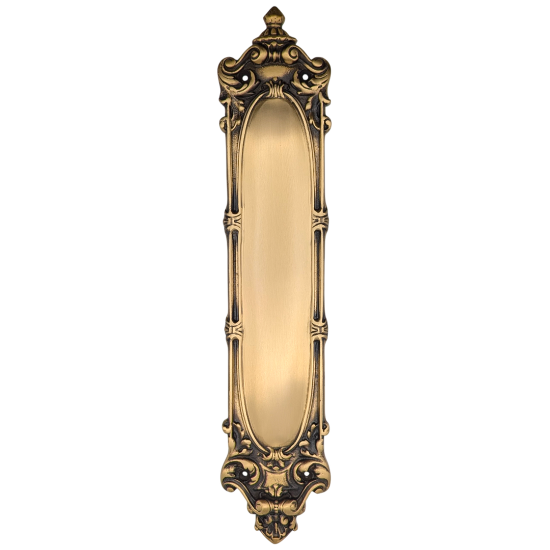 14 1/2 Inch Solid Brass Victorian Push Plate (Several Finishes Available)