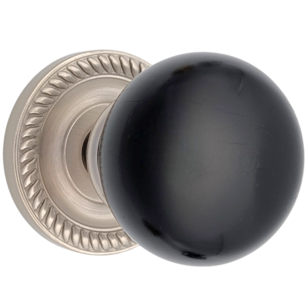 Georgian Roped Rosette Door Sets with Ebony Wood Door Knobs (Several Finishes Available)