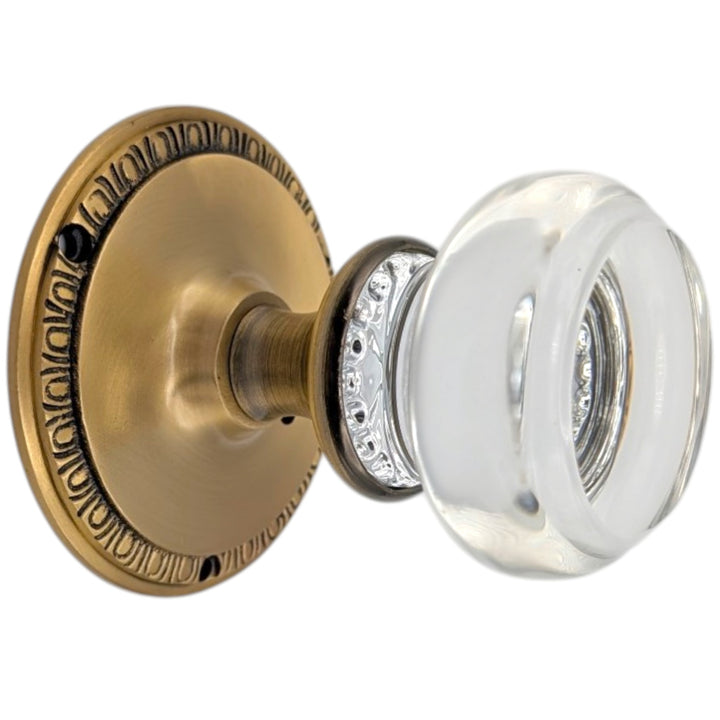 Egg & Dart Rosette Door Set with Round Crystal Door Knobs (Several Finishes Available)